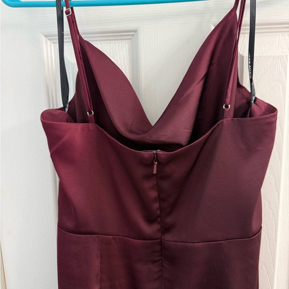 Bridesmaid Birdy Grey Lydia Cabernet Matte Satin Dress (hemmed) - Picture 4 of 12